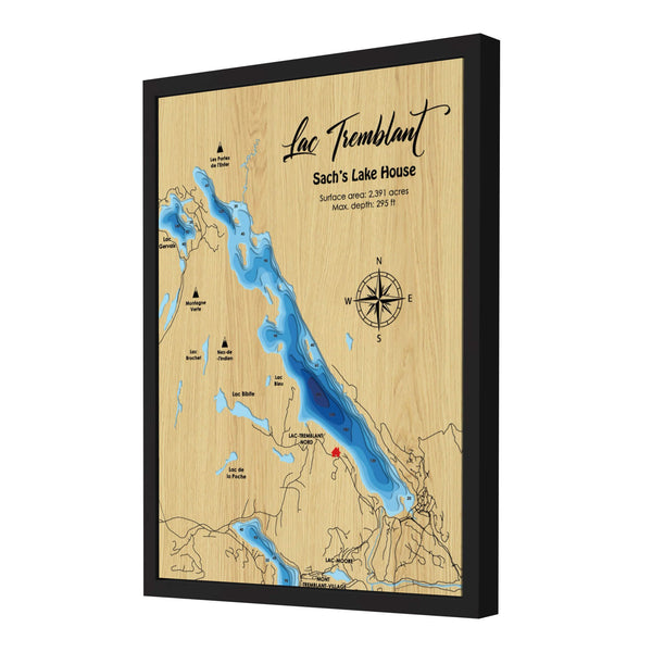 Lac Tremblant Map, Canada - Personalized 3D Wooden Map - Depth Map Wall Art - Nautical Decor for Lake House