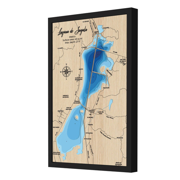 Laguna De Sayula Map, Mexico - Personalized 3D Wood Map - Depth Map Wall Art - Nautical Decor for Lake House