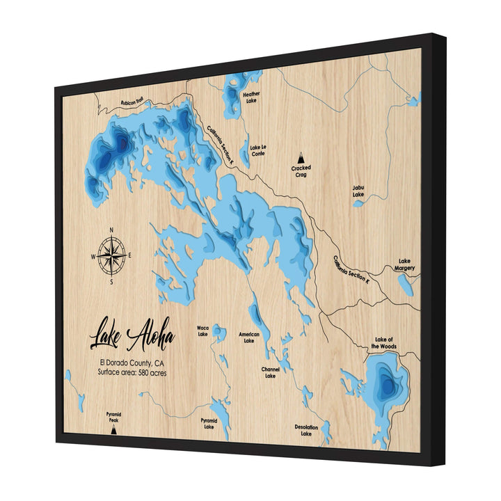 Alloha Map Lake Aloha, California 3D Wooden Map - Blue – 9 Layers – Moc Tho LLC
