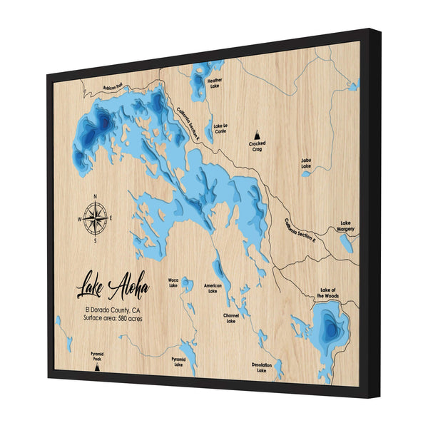 Lake Aloha Map, California - Personalized 3D Wooden Map - Depth Map Wall Art - Nautical Decor for Lake House