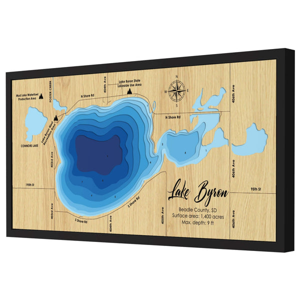 Lake Byron 3D Wooden Map - Blue – 9 Layers