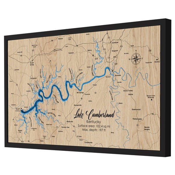 Lake Cumberland 3D Wooden Map - Blue – 7 Layers