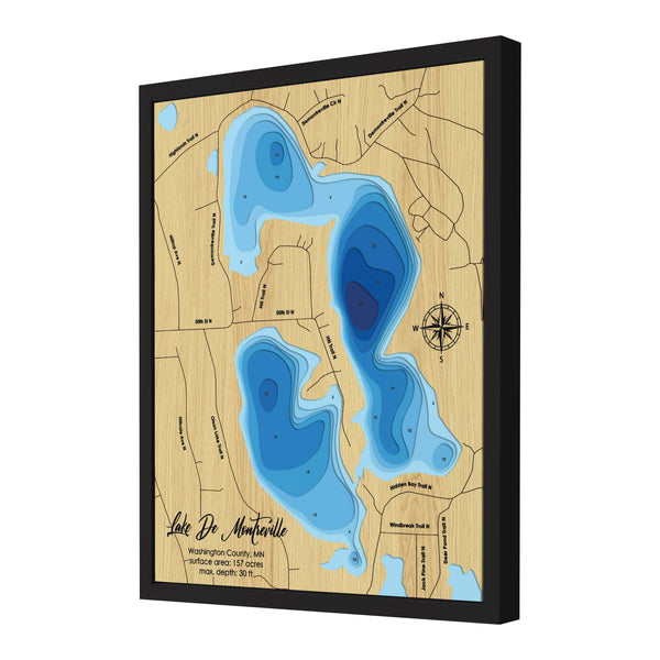 Lake De Montreville Map, Minnesota - Personalized 3D Wooden Map - Depth Map Wall Art - Gifts for Lake House