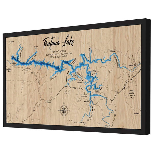 Lake Fontana 3D Wooden Map - Blue – 7 Layers