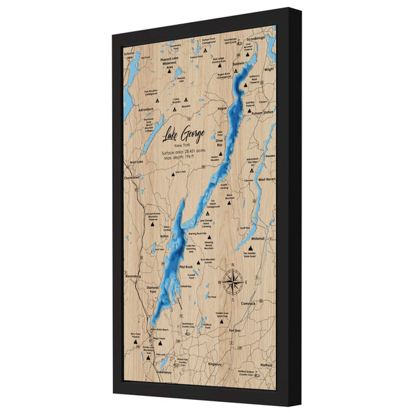 Lake George 3D Wooden Map - Blue – 8 Layers