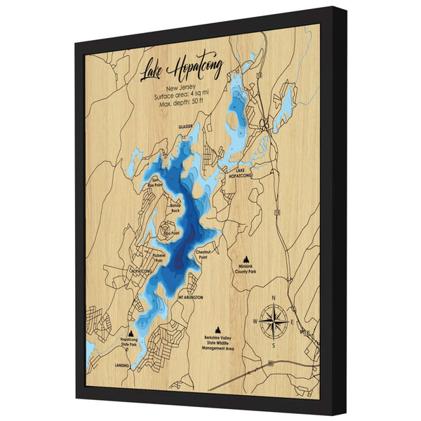 Lake Hopatcong 3D Wooden Map - Blue – 9 Layers