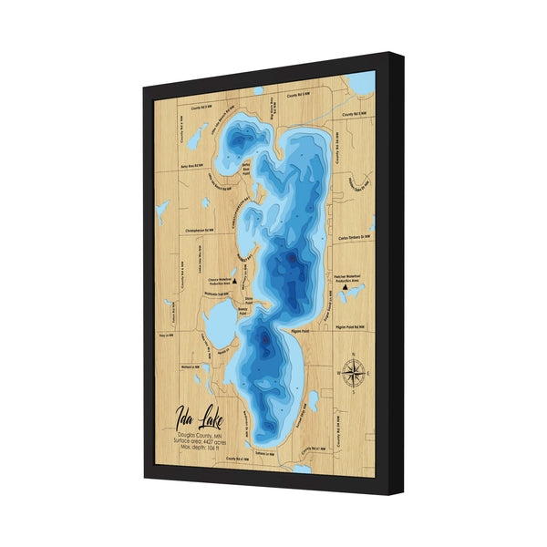 Lake Ida 3D Wooden Map - Blue – 9 Layers