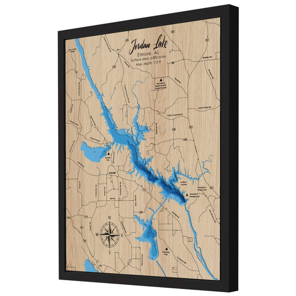 Lake Jordan 3D Wooden Map - Blue – 6 Layers