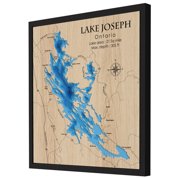 Lake Joseph 3D Wooden Map - Blue – 7 Layers