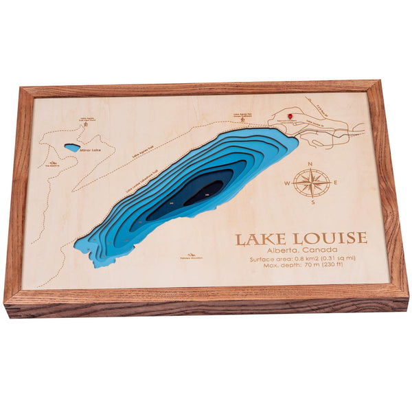 Lake Louise 3D Wooden Map - Dark Blue - 9 Layers