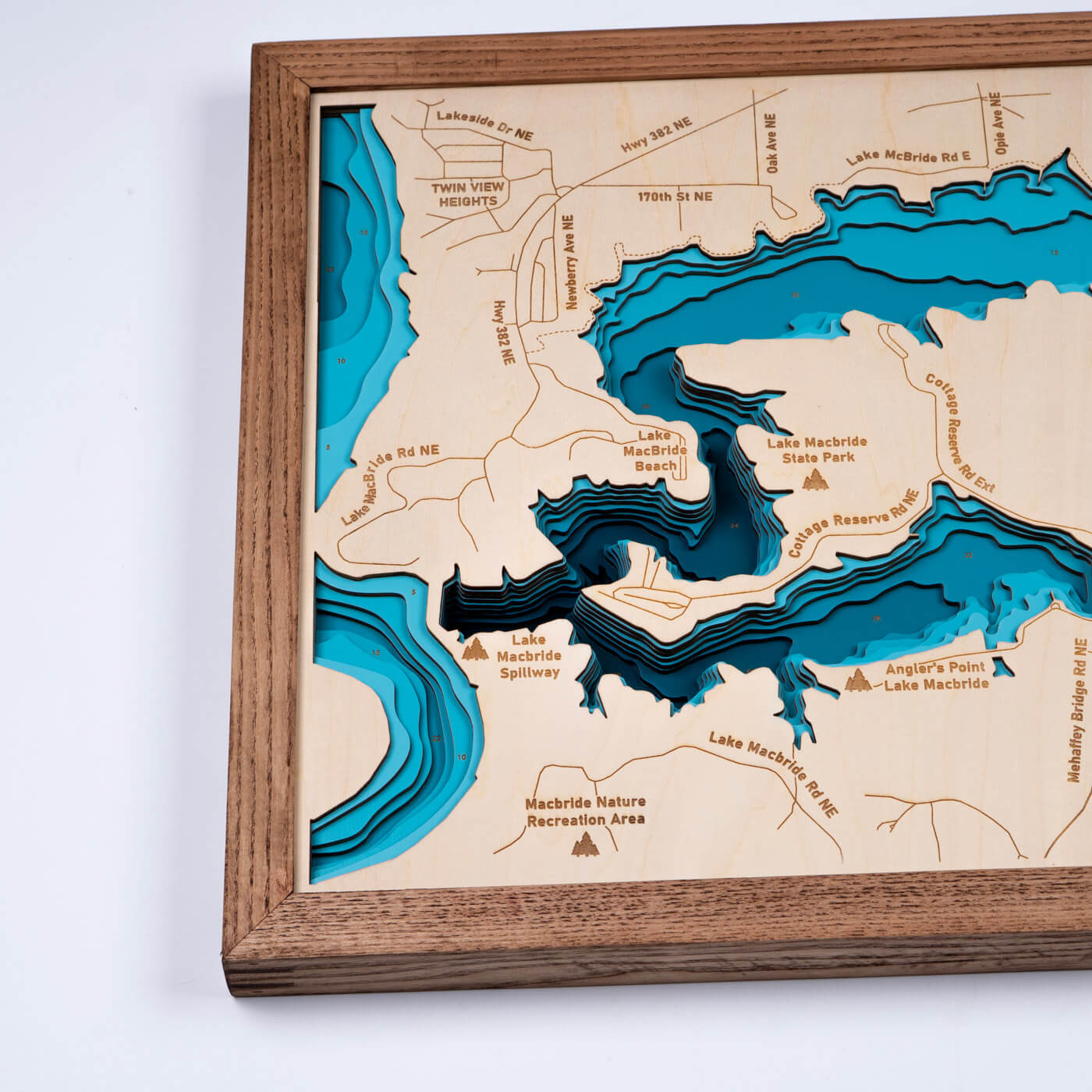 Lake Macbride, Iowa 3D Wooden Map - Teal - 9 Layers – Moc Tho LLC