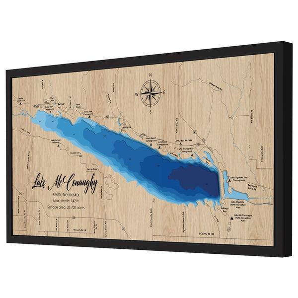 Lake Mc Conaughy 3D Wooden Map - Blue – 8 Layers