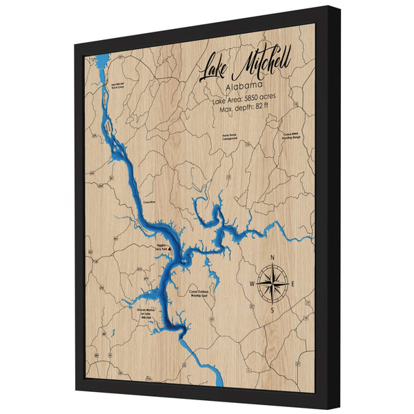 Lake Mitchell 3D Wooden Map - Blue – 6 Layers