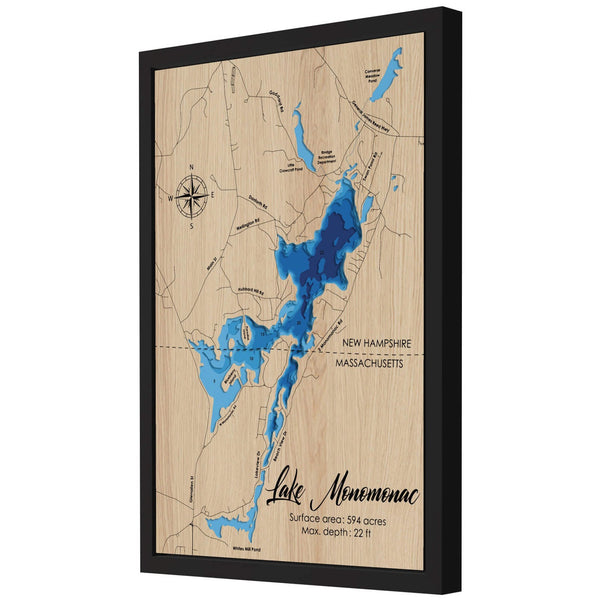 Lake Monomonac 3D Wooden Map - Blue – 6 Layers