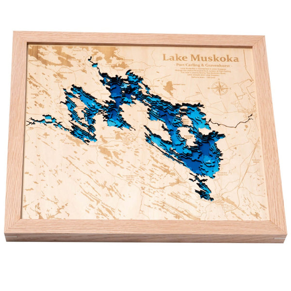 Lake Muskoka 3D Wooden Map - Blue - 7 Layers