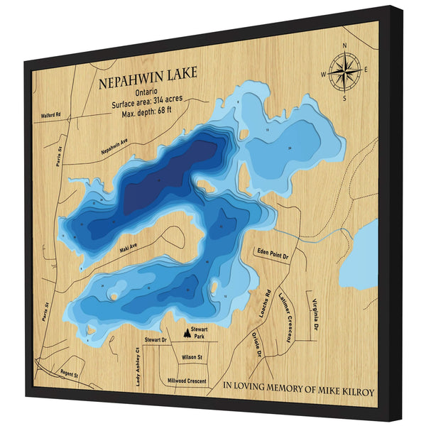 Lake Nepahwin 3D Wooden Map - Blue – 9 Layers