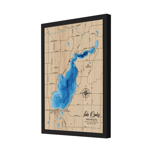 Lake Osakis 3D Wooden Map - Blue – 8 Layers