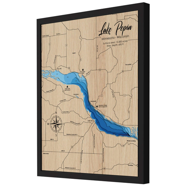 Lake Pepin 3D Wooden Map - Blue – 8 Layers