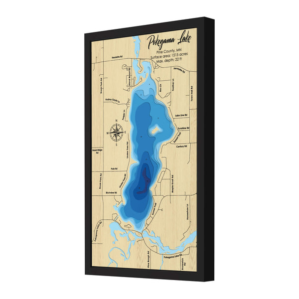 Lake Pokegama Map, Minnesota - Personalized 3D Wooden Map - Depth Map Wall Art - Nautical Decor for Lake House