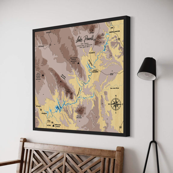 Lake Powell, Utah & Arizona 3D Wooden Map - Blue – 14 Layers – Moc Tho LLC