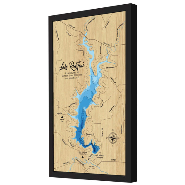 Lake Redstone 3D Wooden Map - Blue – 9 Layers