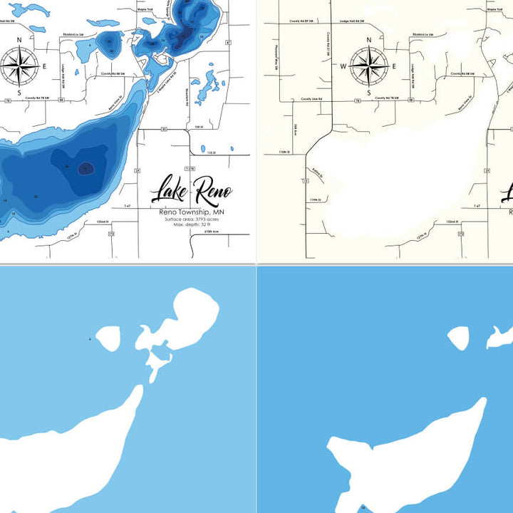Lake Reno, Minnesota Laser Map Files - 8 Layers - Svg/Ai/Dxf/Pdf β Moc ...