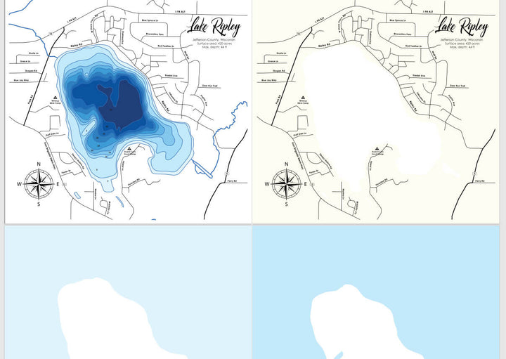 Lake Ripley, Wisconsin Laser Map Files - 8 Layers - Svg/Ai/Dxf/Pdf ...