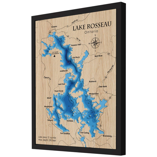 Lake Rosseau 3D Wooden Map - Blue – 7 Layers