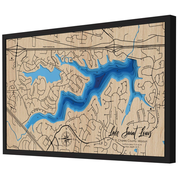 Lake Saint Louis 3D Wooden Map - Blue – 7 Layers