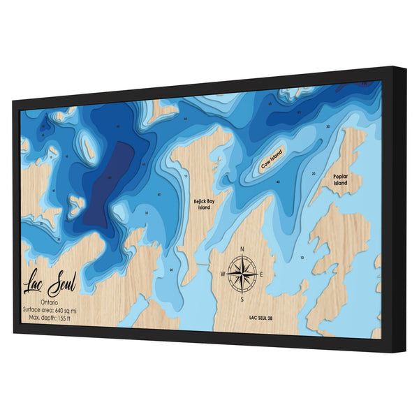 Lake Seul Map, Canada - Personalized 3D Wooden Map - Depth Map Wall Art - Nautical Decor for Lake House