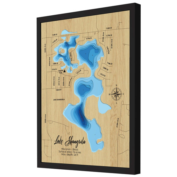 Lake Shangrila 3D Wooden Map - Blue – 9 Layers