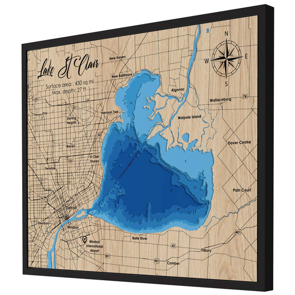 Lake St Clair 3D Wooden Map - Blue – 7 Layers