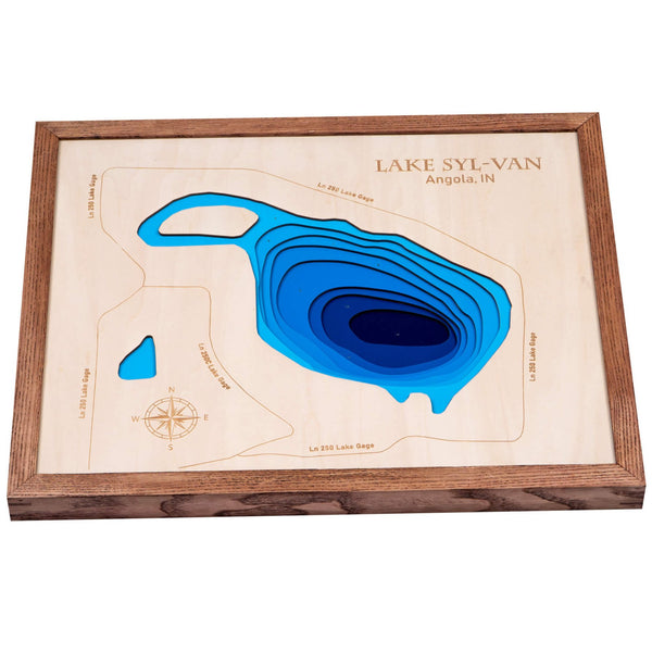 Lake Syl-van 3D Wooden Map – Blue – 9 Layers