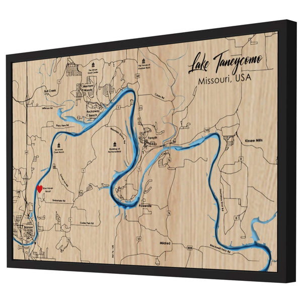 Lake Taneycomo 3D Wooden Map - Blue – 5 Layers