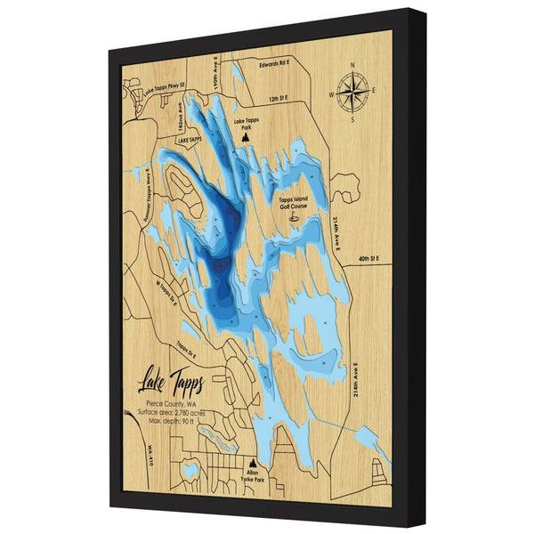 Lake Tapps 3D Wooden Map - Blue – 9 Layers