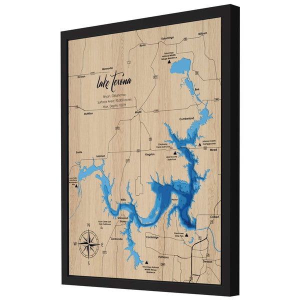 Lake Texoma 3D Wooden Map - Blue – 7 Layers