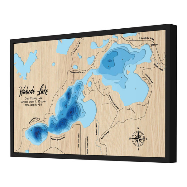 Lake Wabedo Map, Minnesota - Personalized 3D Wooden Map - Depth Map Wall Art - Nautical Decor for Lake House