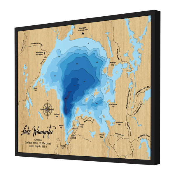 Lake Wanapitei Map, Canada - Personalized 3D Wooden Map - Depth Map Wall Art - Nautical Decor for Lake House