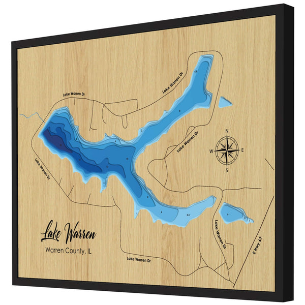 Lake Warren 3D Wooden Map - Blue – 9 Layers