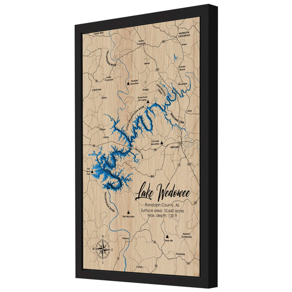 Lake Wedowee 3D Wooden Map - Blue – 7 Layer