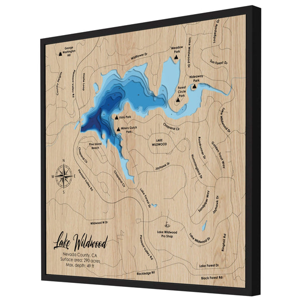 Lake Wildwood (CA) 3D Wooden Map - Blue – 9 Layer