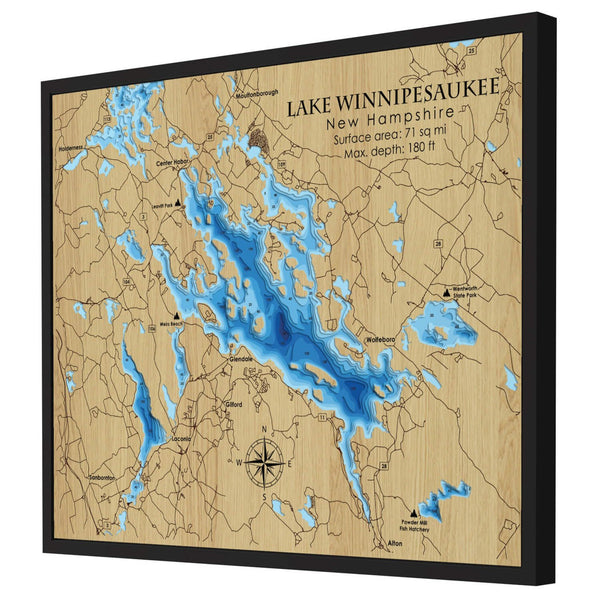 Lake Winnipesaukee Map, New Hampshire - Personalized 3D Wood Map - Depth Map Wall Art - Gifts for Lake House