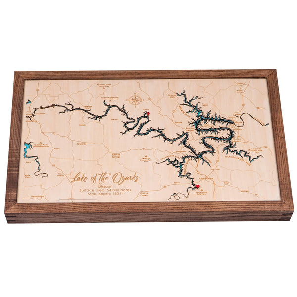 Lake of the Ozarks 3D Wooden Map - Dark Blue - 9 Layers