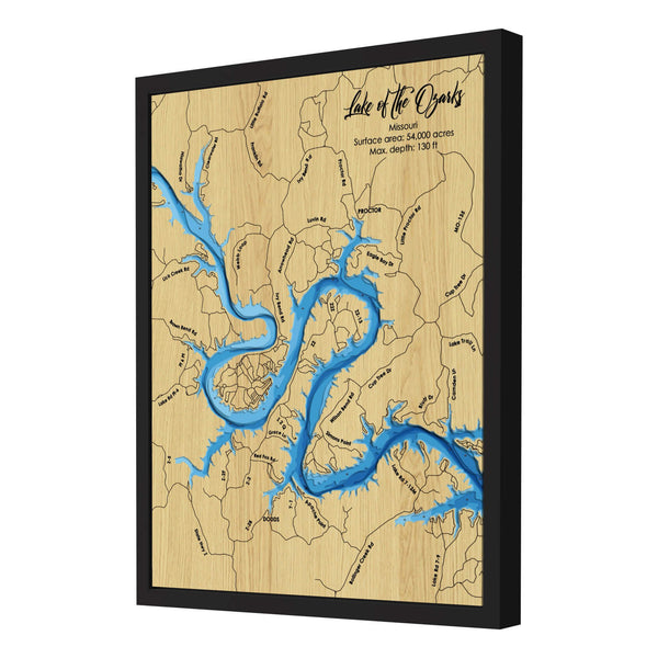 Lake of the Ozarks Map, Missouri - Personalized 3D Wooden Map - Depth Map Wall Art - Nautical Decor for Lake House