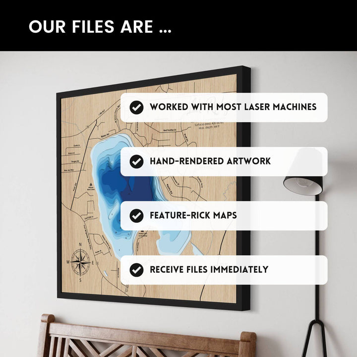 Lake Ripley, Wisconsin Laser Map Files - 8 Layers - Svg/Ai/Dxf/Pdf ...