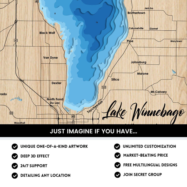 Wisconsin Lake Winnebago Depth Map Winnebago County Lakes