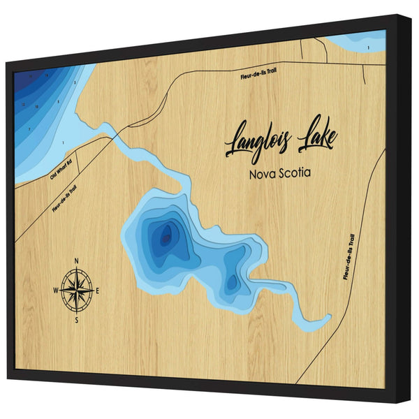 Langlois Lake Map, Canada - Personalized 3D Wooden Map - Depth Map Wall Art - Nautical Decor for Lake House