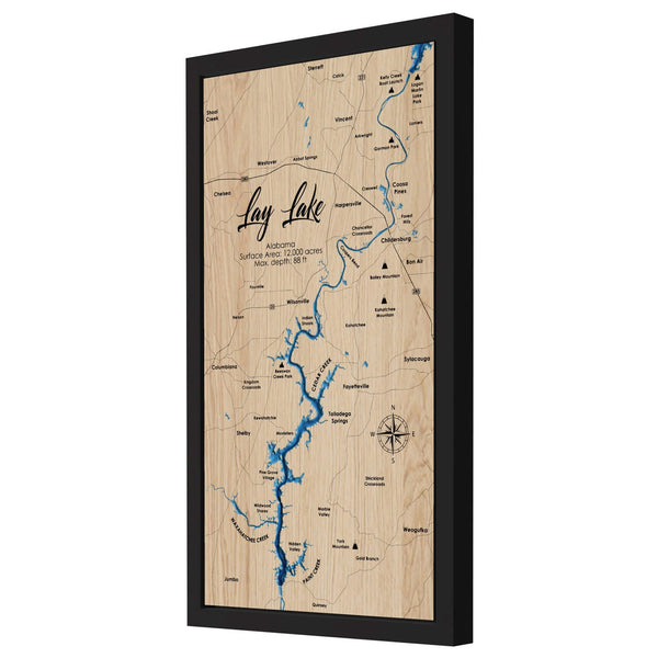 Lay Lake 3D Wooden Map - Blue – 7 Layer