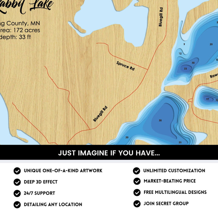 Details of Little Rabbit Lake 3D Depth Map FIles, unique wall art, deep effect, unlimited customization