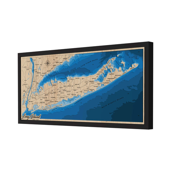 Long Island 3D Wooden Map - Blue – 10 Layers